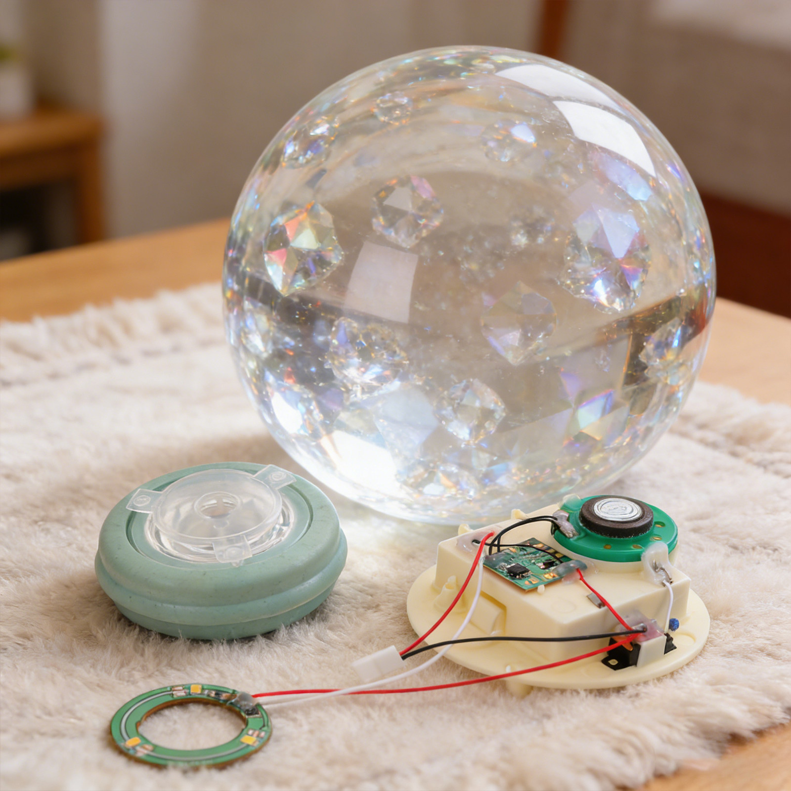 Snow Globe Musical - Schneekugel-Mechanismus mit Musik und Licht, DIY-Batteriebox-Stopper,