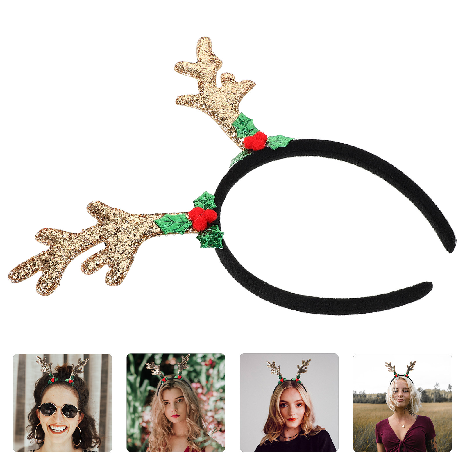 Reindeer Antlers Headband - Rentiergeweih-Stirnband für Frauen, Teenager-Mädchen, Weihnachts-Party-Kostüm Haaraccessoire,