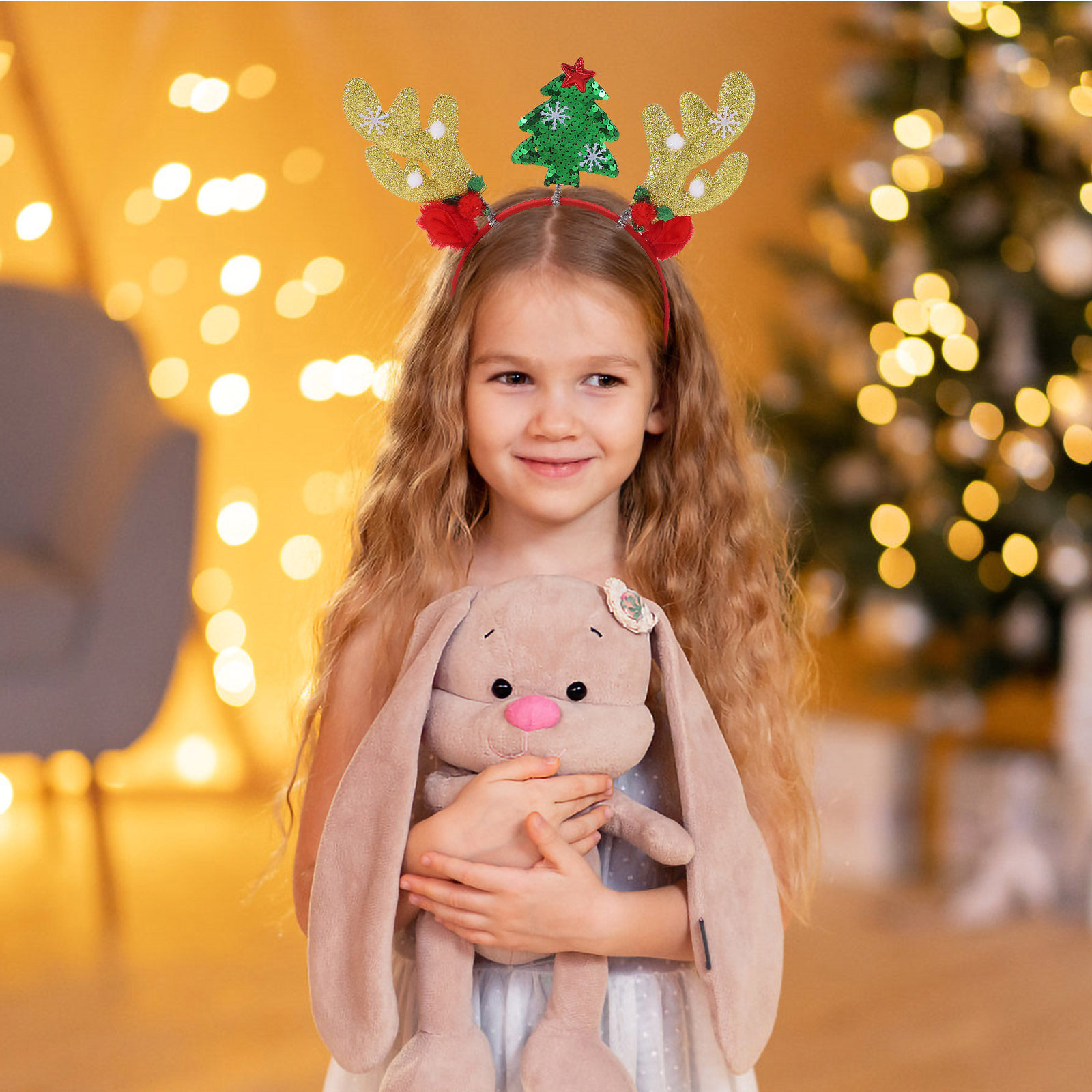 Reindeer Antlers Headband - 2 Stück niedliches Rentier-Stirnband, Hirschgeweih-Ohren-Stirnband, Tier-Simulationshorn-Kopfbedeckung,