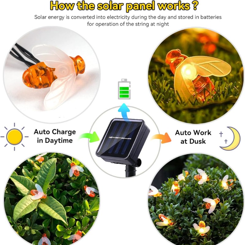 Solar-Bienen-Lichterkette 7m 5 – Christmas Lights Outdoor Bewertung und Preis